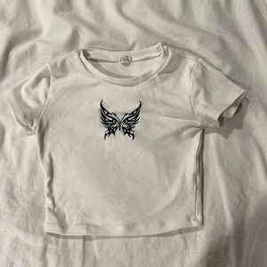 Garage Cropped Baby Tee in White